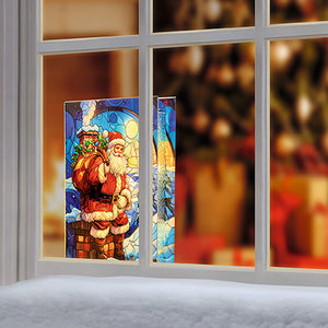 Premier Battery Operated Lit Santa on Chimney Stained Glass Table Decoration 26cm