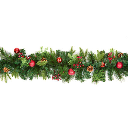 Premier Red Dressed Christmas Garland 1.8m