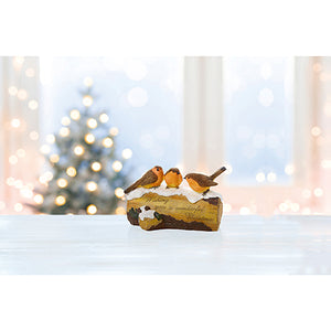 Premier Three Robins on Log Christmas Ornament 20cm