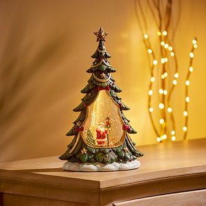 Premier Lit Musical Santa Scene Tree Water Spinner 33cm - XMAS ROOM DECORATION - LIGHT UP - Beattys of Loughrea