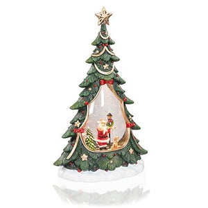 Premier Lit Musical Santa Scene Tree Water Spinner 33cm - XMAS ROOM DECORATION - LIGHT UP - Beattys of Loughrea
