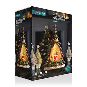 Premier Lit Musical Santa Scene Tree Water Spinner 33cm - XMAS ROOM DECORATION - LIGHT UP - Beattys of Loughrea