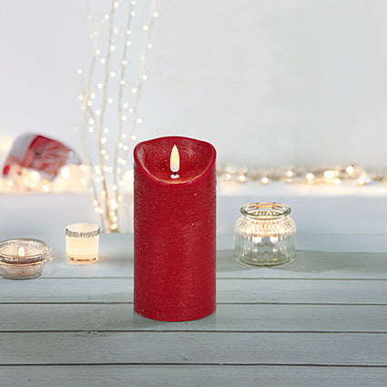 Premier Battery Operated Red FlickaBrights Textured Candle 23cm