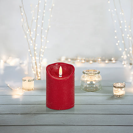 Premier Battery Operated Red FlickaBrights Textured Candle 13cm