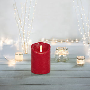 Premier Battery Operated Red FlickaBrights Textured Candle 13cm