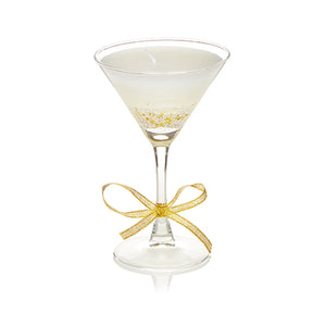 Premier Martini Glass Gel Candle with Gold Star Glitter 16cm