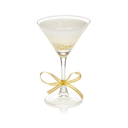 Premier Martini Glass Gel Candle with Gold Star Glitter 16cm - XMAS BATTERY OPERATED LIGHTS - Beattys of Loughrea