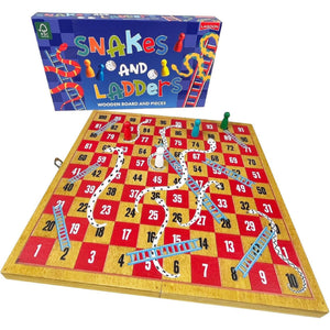 Lagoon Wooden Snakes & Ladders Set with Folding Board