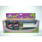 Die Cast Pink Tractor & Trailer With Light & Sound - FARMS/TRACTORS/BUILDING - Beattys of Loughrea