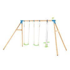 TP Knightswood Triple Wooden Swing Set With Glide Ride - SWINGS/SLIDE OUTDOOR GAMES - Beattys of Loughrea