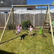 TP Knightswood Triple Wooden Swing Set With Glide Ride - SWINGS/SLIDE OUTDOOR GAMES - Beattys of Loughrea