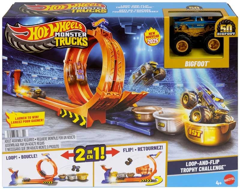 Hot Wheels Monster Trucks Loop & Flip Trophy Challenge - Bigfoot 50Th - CARS/GARAGE/TRAINS - Beattys of Loughrea