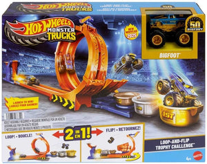 Hot Wheels Monster Trucks Loop & Flip Trophy Challenge - Bigfoot 50Th - CARS/GARAGE/TRAINS - Beattys of Loughrea