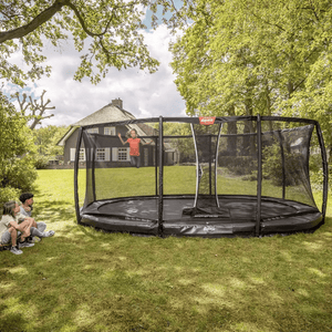 BERG Grand Elite InGround Grey 520 Oval Trampoline with Safety Net Deluxe - SWINGS/SLIDE OUTDOOR GAMES - Beattys of Loughrea