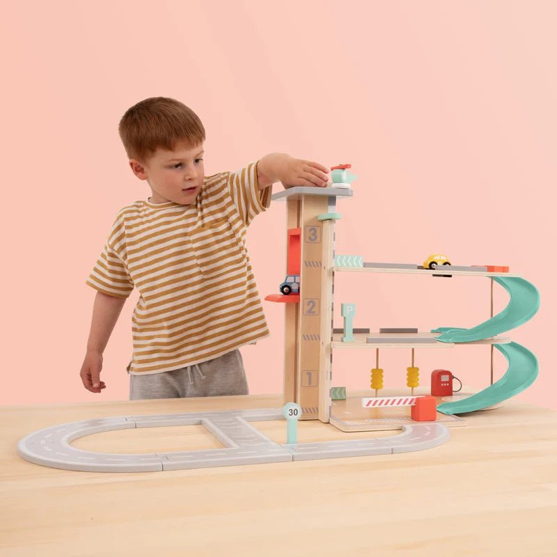 Owl & Fox Wooden Multi - storey Garage - BABY TOYS - Beattys of Loughrea
