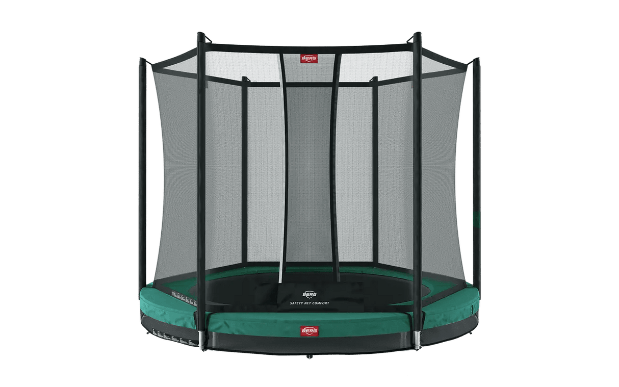 Berg Favorit Inground Trampoline 330 Green + Safety Net Comfort - SWINGS/SLIDE OUTDOOR GAMES - Beattys of Loughrea