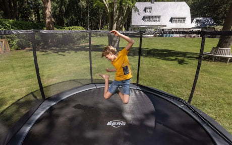Berg Champion Inground Trampoline 330 Grey + Safety Net Deluxe - SWINGS/SLIDE OUTDOOR GAMES - Beattys of Loughrea