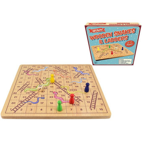 Retro Wooden Snakes And Ladders Game - Beattys of Loughrea | www.beattys.ie