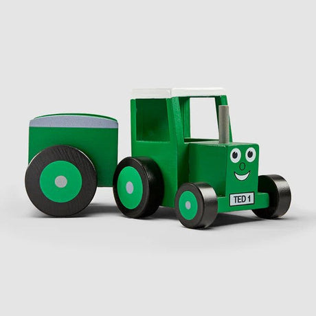 Tractor Ted &amp; Trailer (Wooden Toy) - BABY TOYS - Beattys of Loughrea