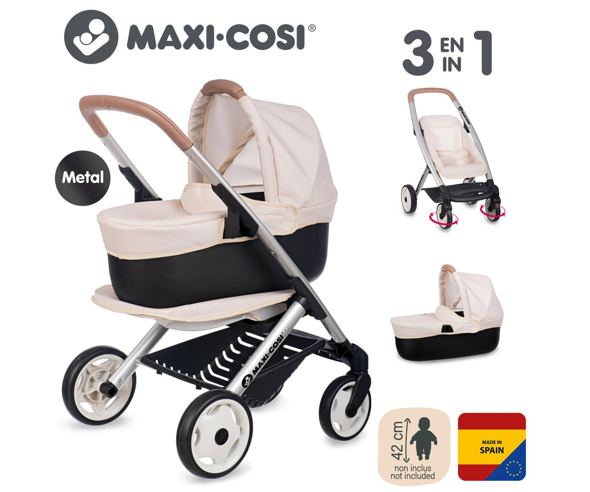Maxi - Cosi Pushchair + Pram Beige (3 In 1) - DOLL ACCESSORIES/PRAMS - Beattys of Loughrea