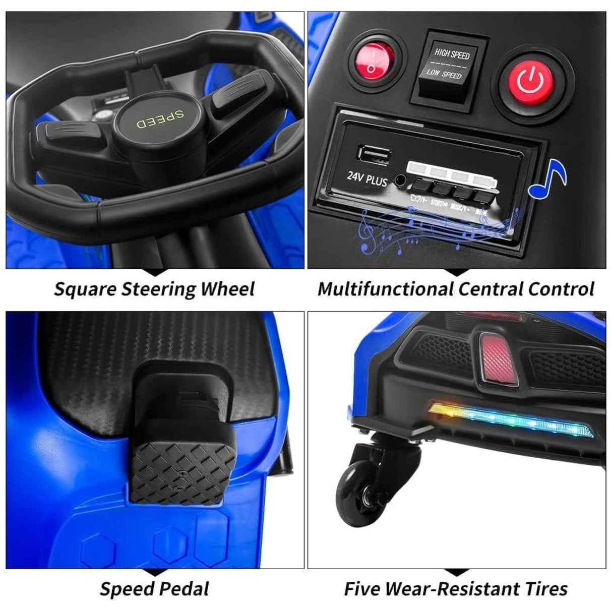 Drift Rider 360 24V Electric Go Kart Blue With EVA Rubber Wheels