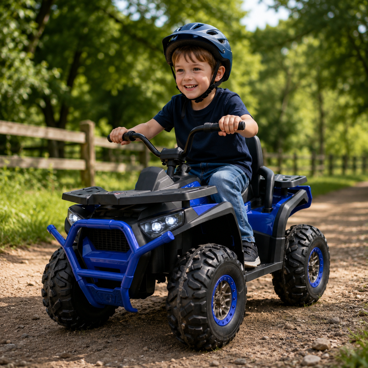 Desert Commander 24V Electric Ride On Quad Blue