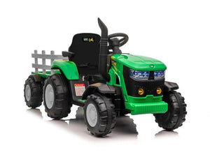 Turbo Harvest 12V Electric Ride On Tractor with Trailer Green - BATTERY OPERATED RIDE ONS - Beattys of Loughrea