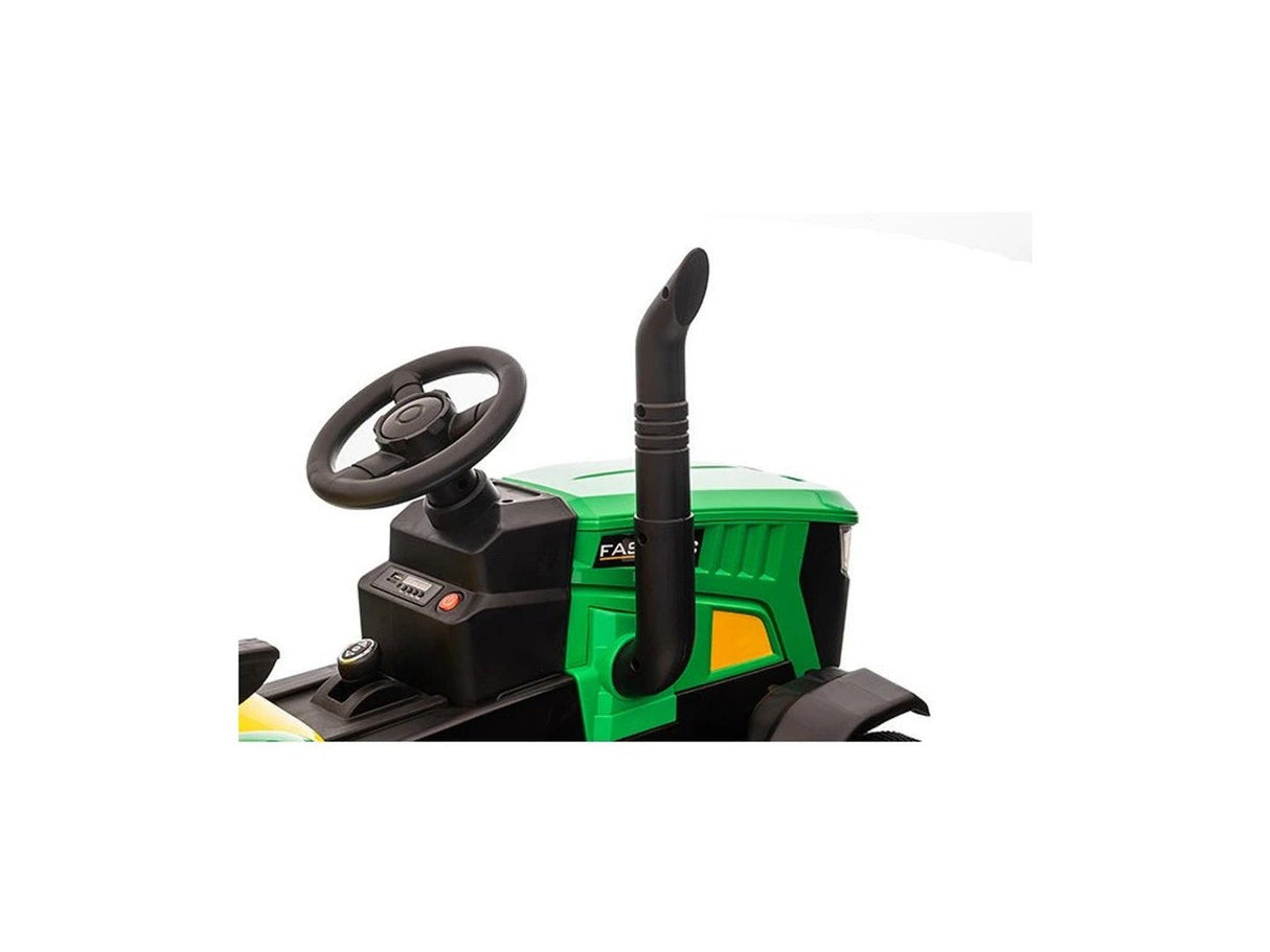 Turbo Harvest 12V Electric Ride On Tractor with Trailer Green - BATTERY OPERATED RIDE ONS - Beattys of Loughrea