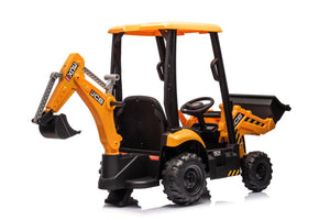 JCB Yellow 12V Electric Ride On Tractor with Loader and Backhoe - BATTERY OPERATED RIDE ONS - Beattys of Loughrea