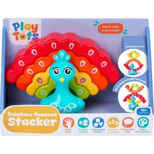 Play Tots Rainbow Peacock Stacker - BABY TOYS - Beattys of Loughrea