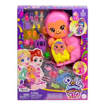 Polly Pocket Momma Monkey & Baby Playset