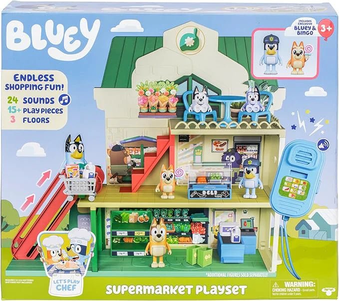 Bluey Let's Play Chef Supermarket Playset With Sounds - BABY TOYS - Beattys of Loughrea