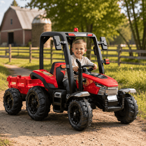 AgriPower 24V Electric Ride On Tractor with Trailer - Red - BATTERY OPERATED RIDE ONS - Beattys of Loughrea