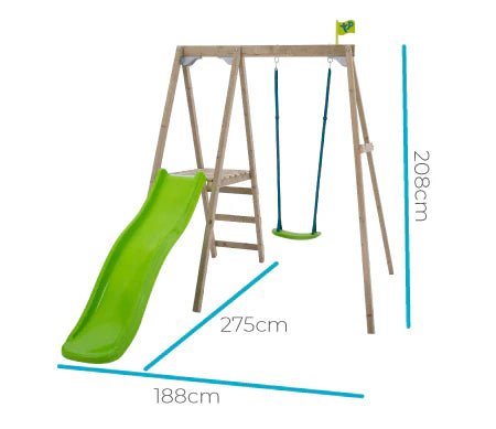TP Forest Multiplay Single Wooden Swing & Slide Set - SWINGS/SLIDE OUTDOOR GAMES - Beattys of Loughrea