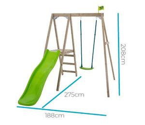 TP Forest Multiplay Single Wooden Swing & Slide Set - SWINGS/SLIDE OUTDOOR GAMES - Beattys of Loughrea