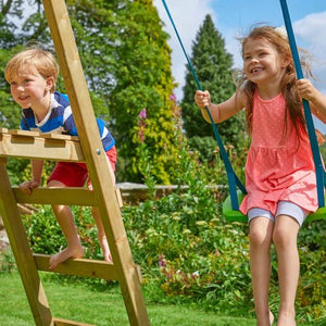 TP Forest Multiplay Single Wooden Swing & Slide Set - SWINGS/SLIDE OUTDOOR GAMES - Beattys of Loughrea