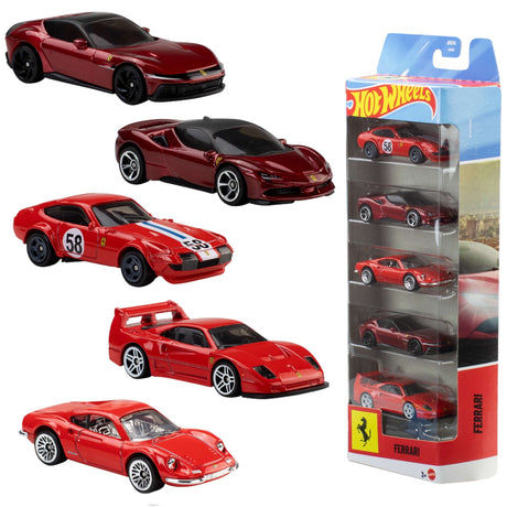 Hot Wheels Ferrari 5-Pack Die-Cast Cars, 1:64 Scale - CARS/GARAGE/TRAINS - Beattys of Loughrea