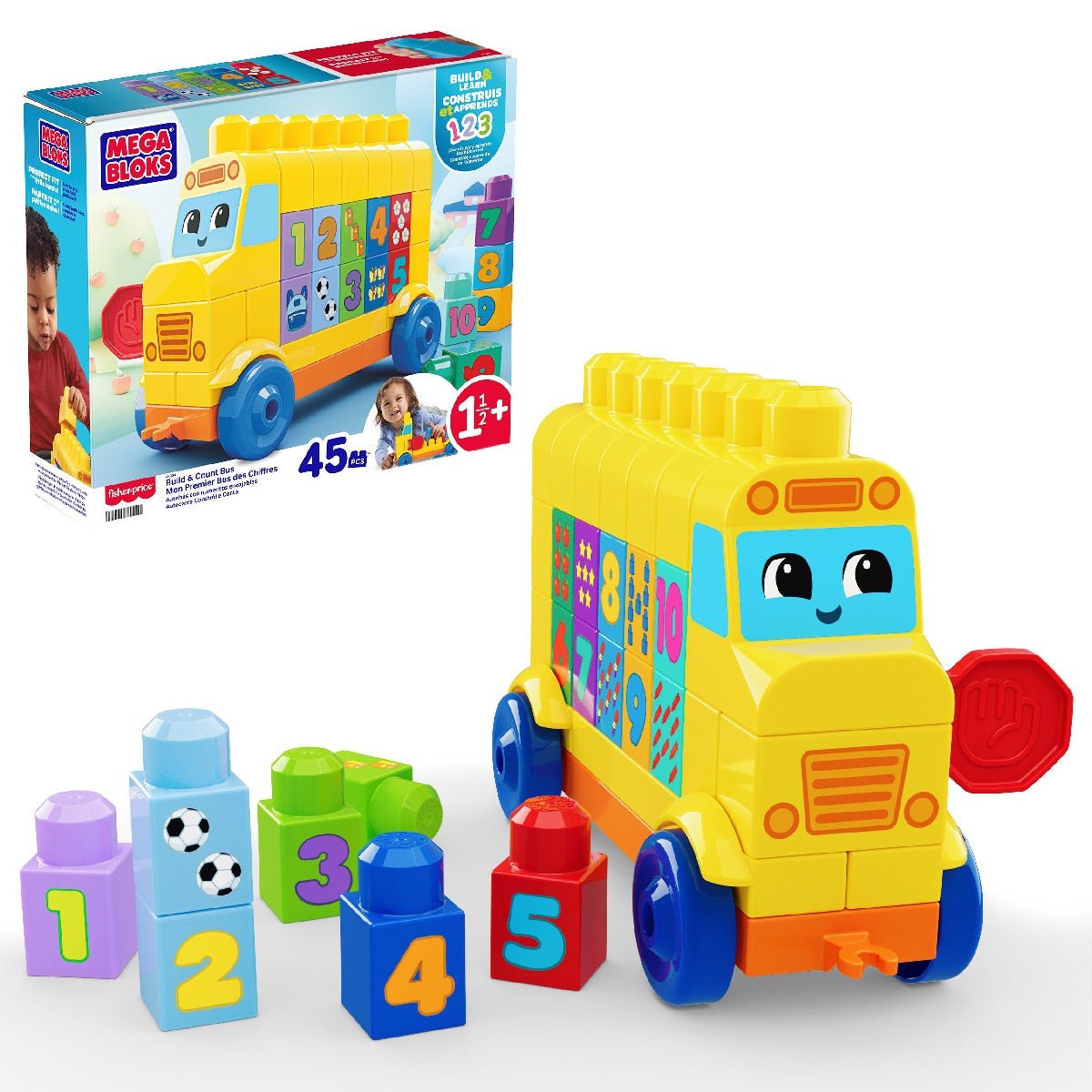 MEGA BLOKS First Builders Build & Count Bus (45 Pieces) - CONSTRUCTION - LEGO/KNEX ETC - Beattys of Loughrea