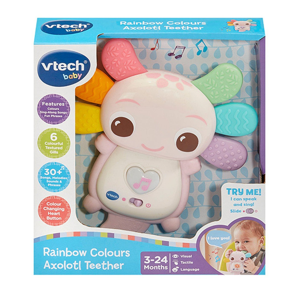 VTech Rainbow Colours Axolotl Teether Pink - VTECH/EDUCATIONAL - Beattys of Loughrea