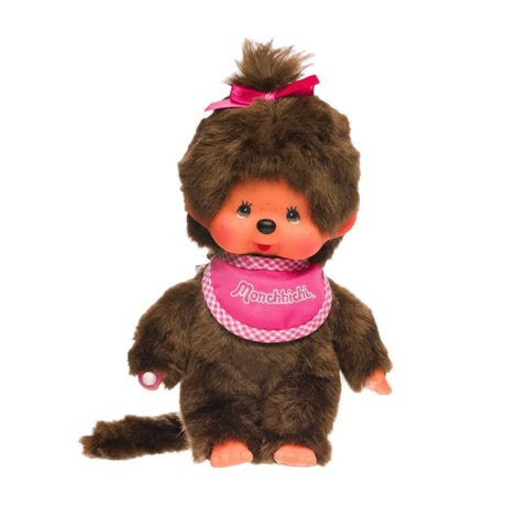 Monchhichi Girl with Pink Bib 20cm Plush - DOLLS - Beattys of Loughrea
