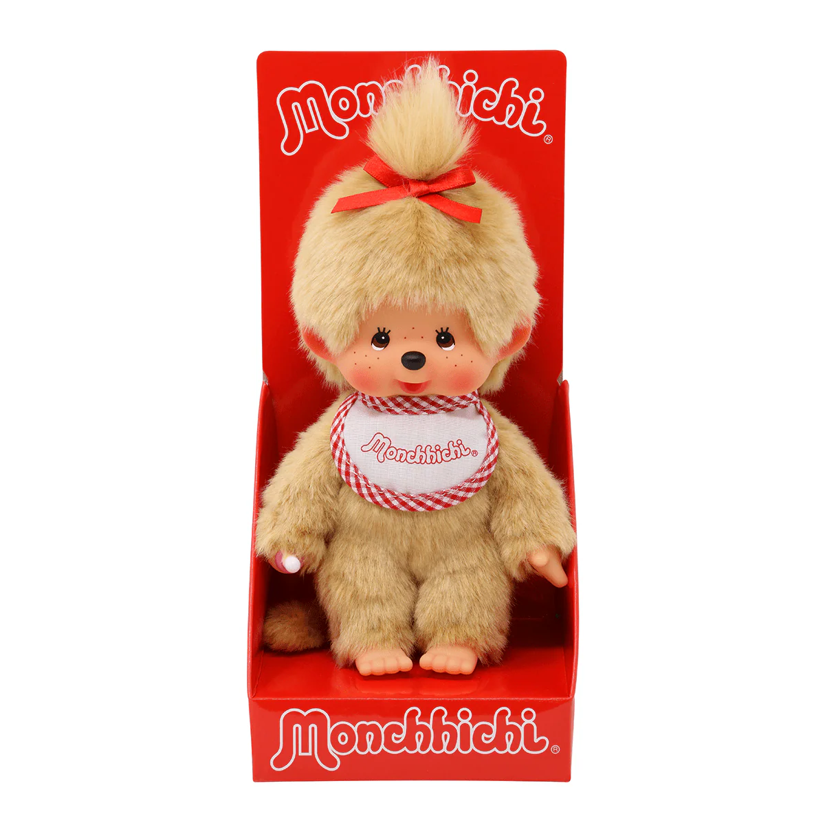 Monchhichi Beige Girl with Red & White Bib 20cm Plush