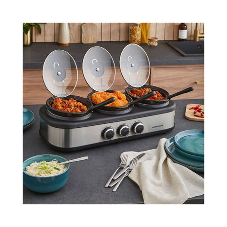 Morphy Richards TrioServe 3.9L Three Pot Slow Cooker I 462501 - AIR FRYER / DEEP FAT FRYERS - Beattys of Loughrea