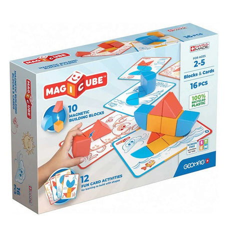 Geomag Magicube Blocks and Cards 16 Piece Set - CONSTRUCTION - LEGO/KNEX ETC - Beattys of Loughrea