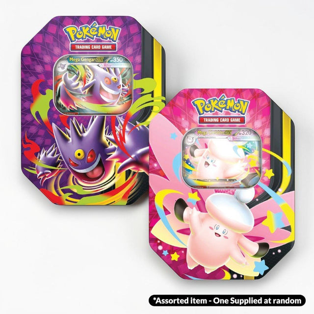Pokémon TCG: Mega Moonlit Tin Assorted - One Supplied* - HALLOWEEN, PKT MONEY, JOKE - Beattys of Loughrea