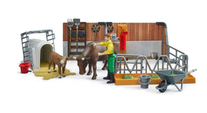 Bruder Cow and calf barn with farmer - FARMS/TRACTORS/BUILDING - Beattys of Loughrea