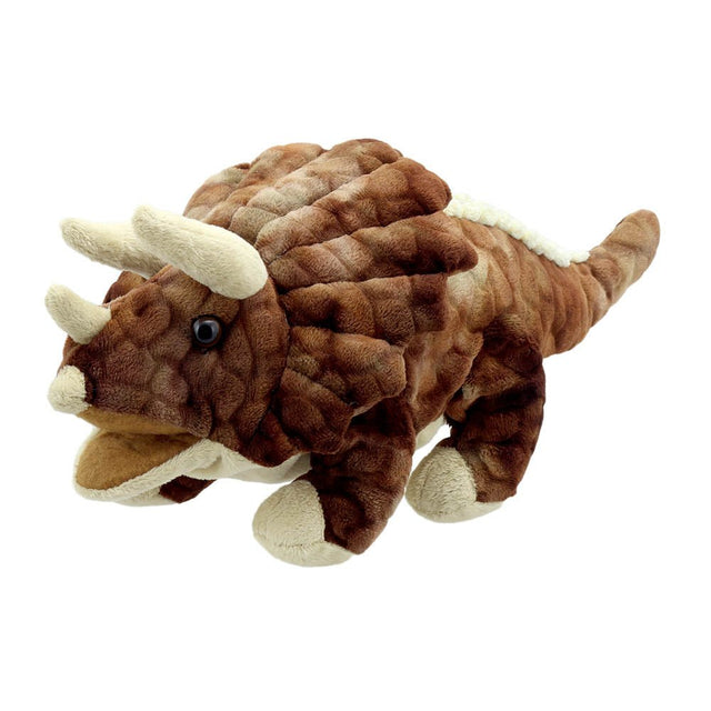 The Puppet Company Baby Dino Triceratops Hand Puppet - SOFT TOYS - Beattys of Loughrea