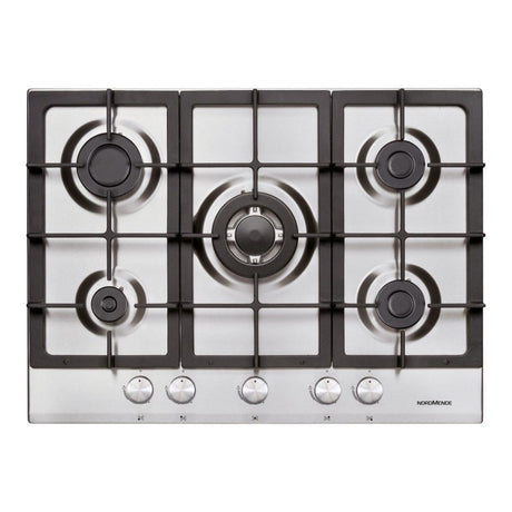 NordMende HGX703IX 70cm Stainless Steel 5 Burner Gas Hob - HOBS FULL SIZE 4+ RINGS - Beattys of Loughrea