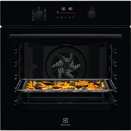 Electrolux 72L Black Pyrolytic Multifunction Oven with Air Fry - EOM6P46K - ELECT OVEN SINGLE & DBLE BUILT IN - Beattys of Loughrea