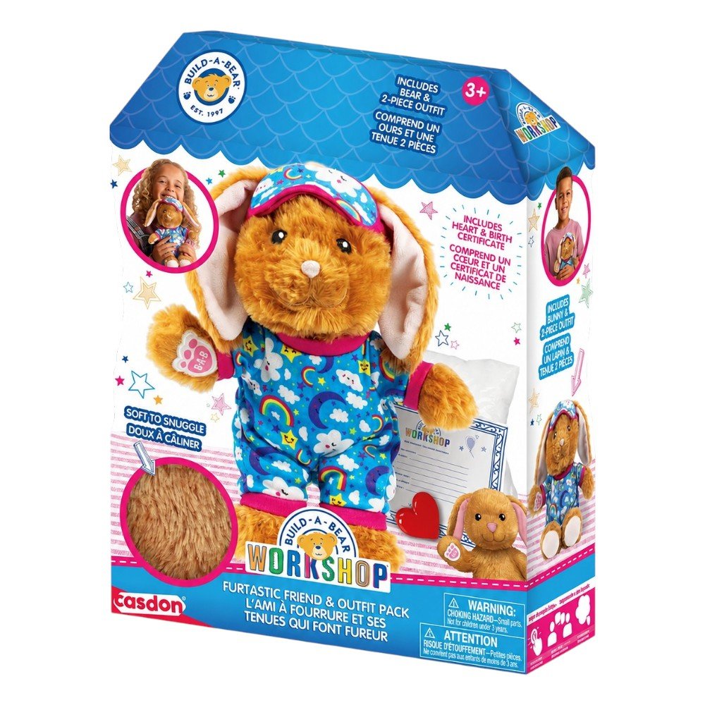 Casdon Build-A-Bear Workshop Furtastic Friend & Outfit Pack - Rabbit - SOFT TOYS - Beattys of Loughrea