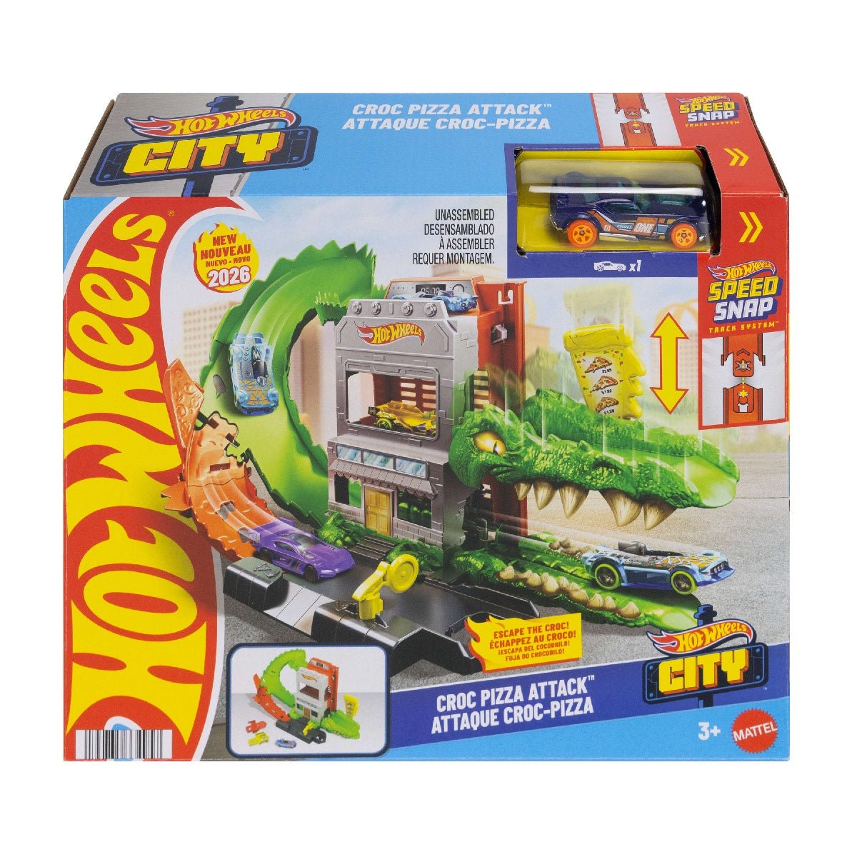 Hot Wheels City Croc Pizza Attack Playset & Car - CARS/GARAGE/TRAINS - Beattys of Loughrea